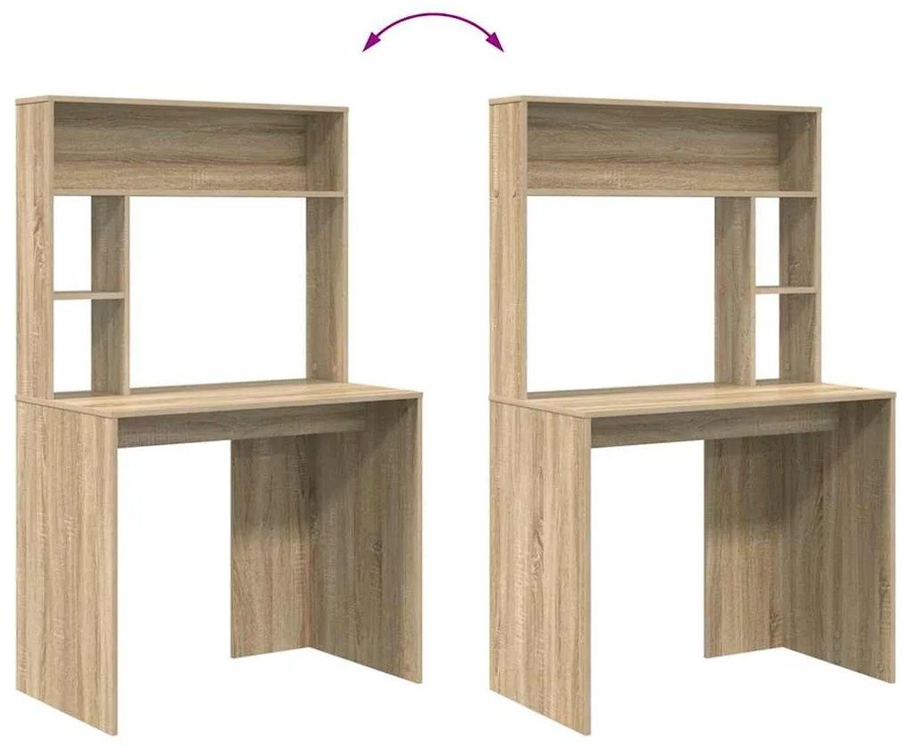 Asztal polcokkal sonoma tölgy 91 x 50 x 149 cm Faanyag