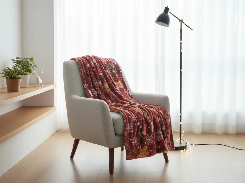 Karácsonyi mikroplüss pléd GINGERBREAD HEART, piros Méret: 160 x 200 cm