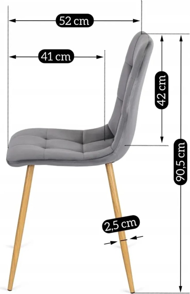 Szék szürke színben, bársony kárpittal. FREDY