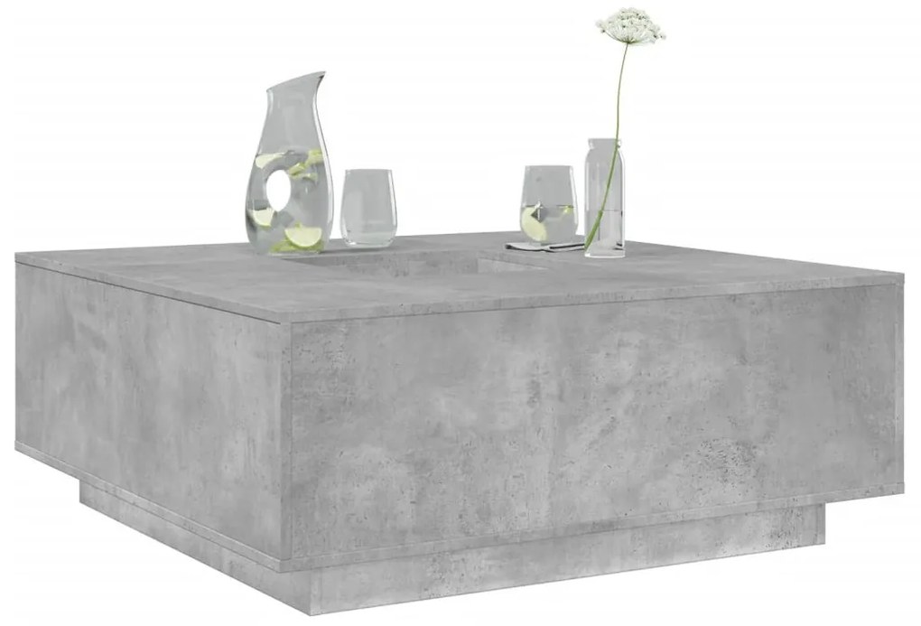 Betonszürke szerelt fa dohányzóasztal 100x100x40 cm