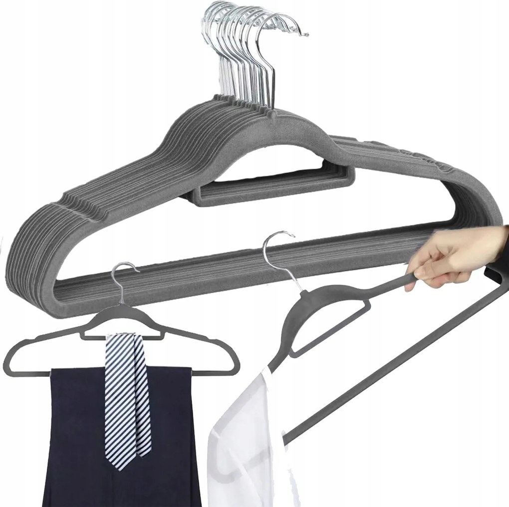 10x Velúr Ruhaakasztó Velúr Szekrény Akasztó Erős 10DB