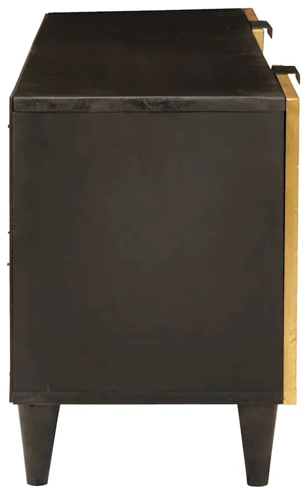 TV szekrény Fekete és Arany 105 x 33 x 46 cm tömör mangófa