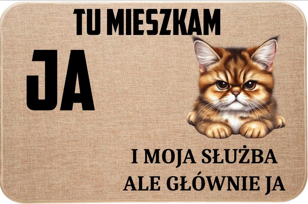 Lenvászon Lábtörlő Macskával Itt Lakom Én És A Szolgálatom, De Főleg Én 8