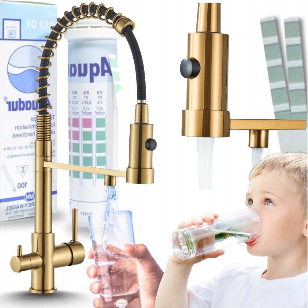 Háromutas Konyhai Csaptelep Flexibilis Kifolyócsővel Konyhai Csaptelep Arany Szűrő