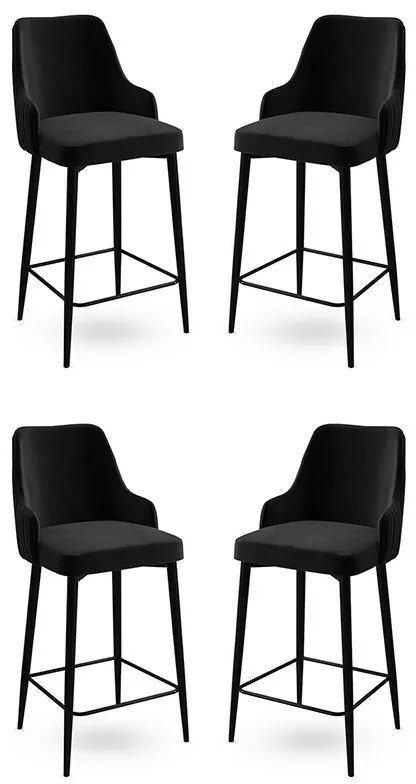Enox Black bárszék szett, 4 db, 4 db