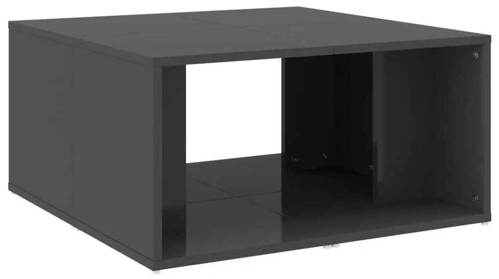 4 db magasfényű szürke szerelt fa dohányzóasztal 33x33x33 cm