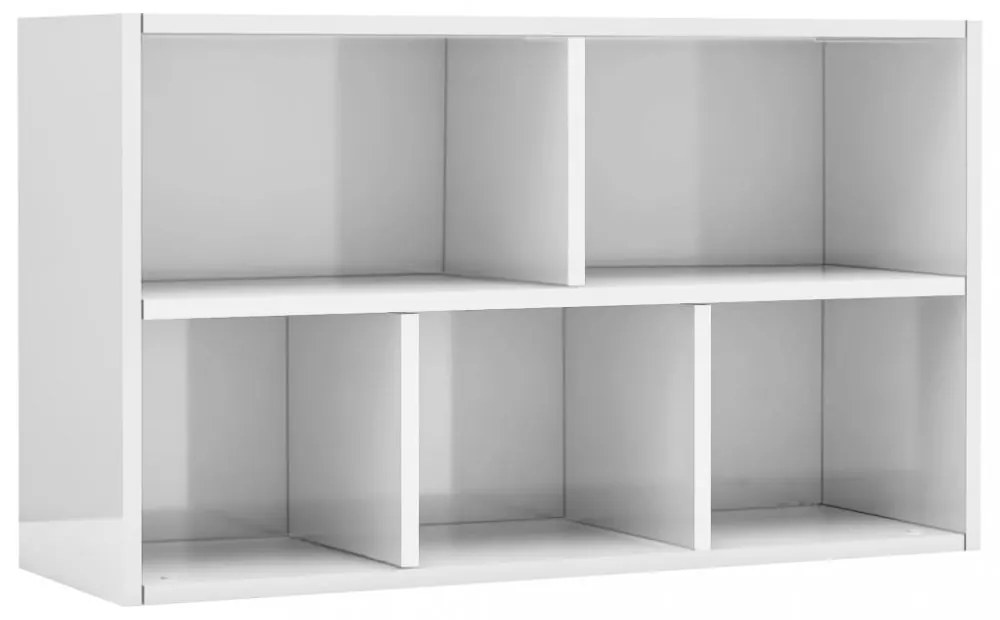 magasfényű fehér szerelt fa könyv-/tálalószekrény 50x25x80 cm