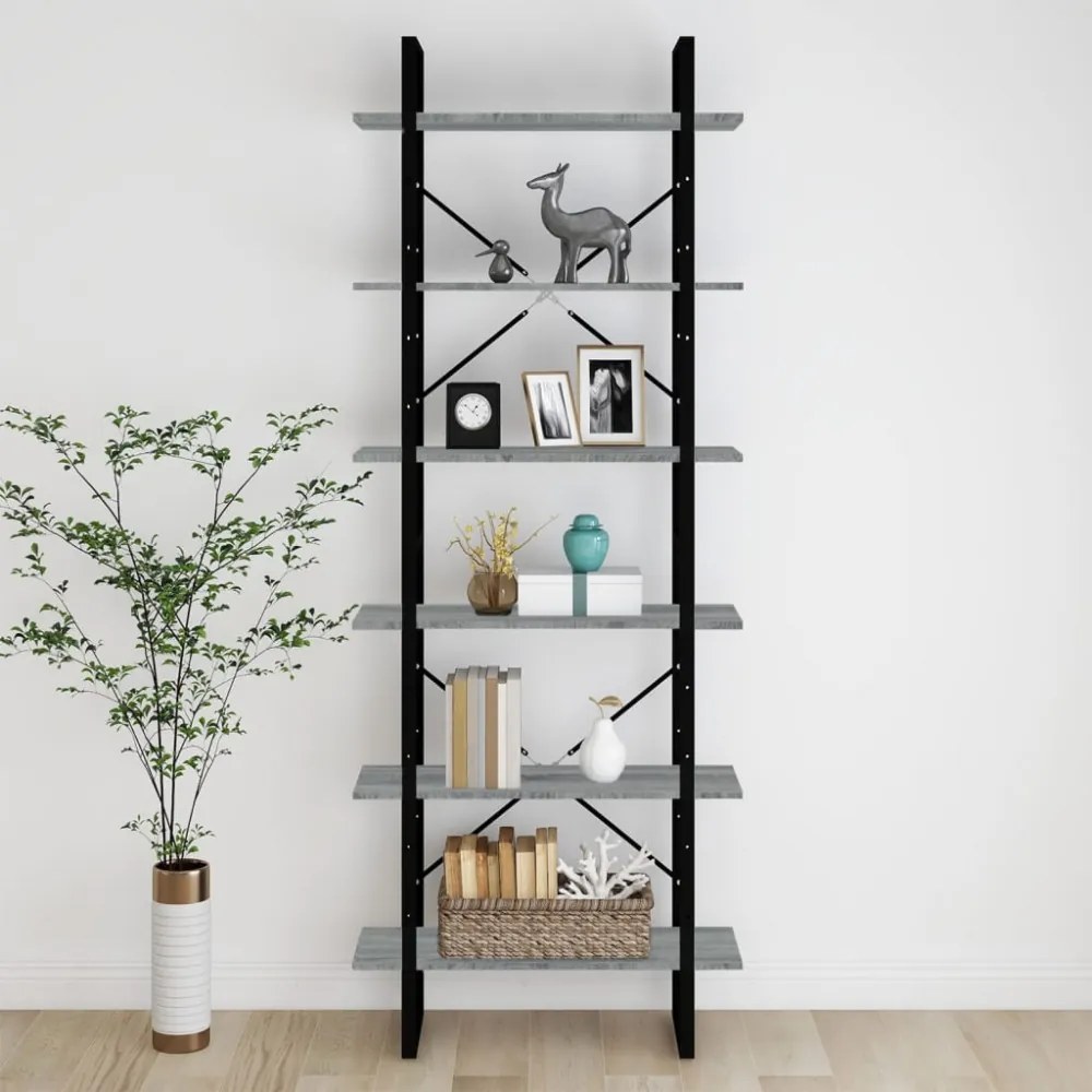 szürke sonoma színű szerelt fa magasszekrény 80 x 30 x 210 cm