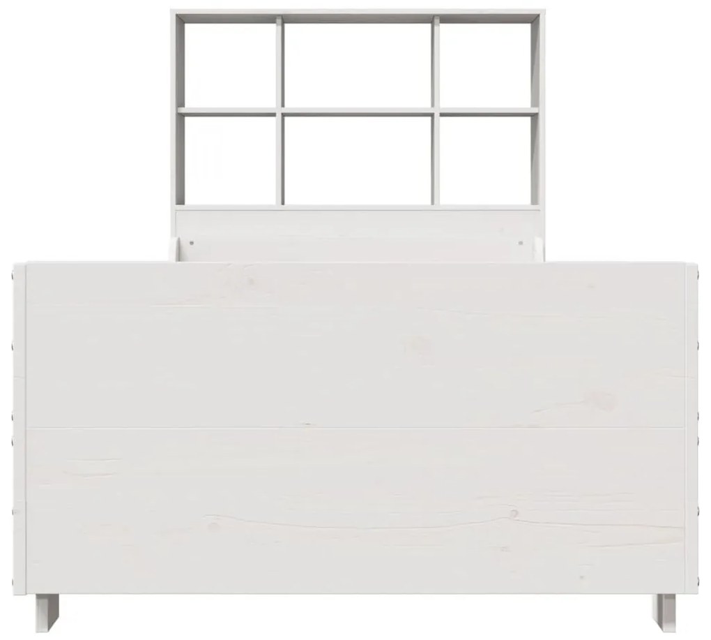 fehér tömör fa könyvespolcos ágy matrac nélkül 90 x 190 cm