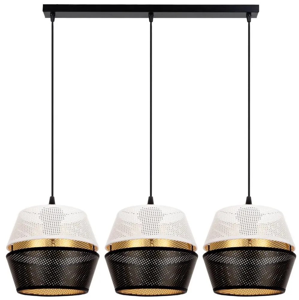 Csillár zsinóron PARIS 3xE27/60W/230V fehér/fekete/arany