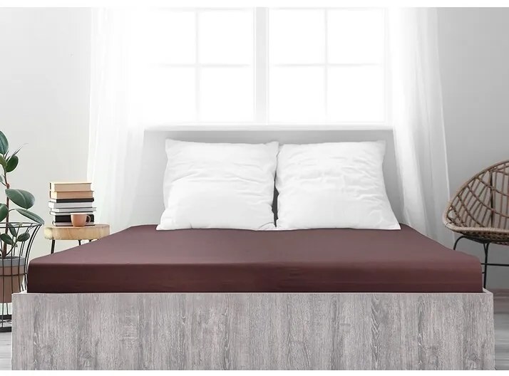4Home Ideál jersey lepedő sötétbarna, 100 x 200cm, 100 x 200 cm