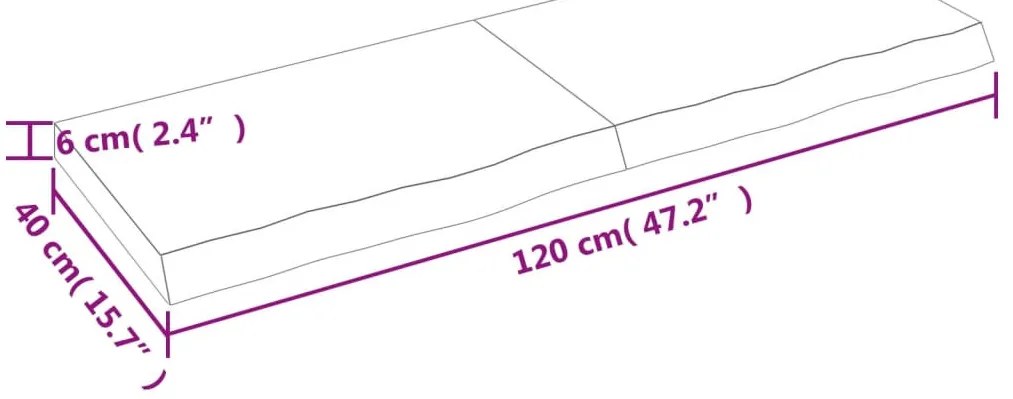 világosbarna kezelt tömör tölgyfa asztallap 120x40x(2-6) cm