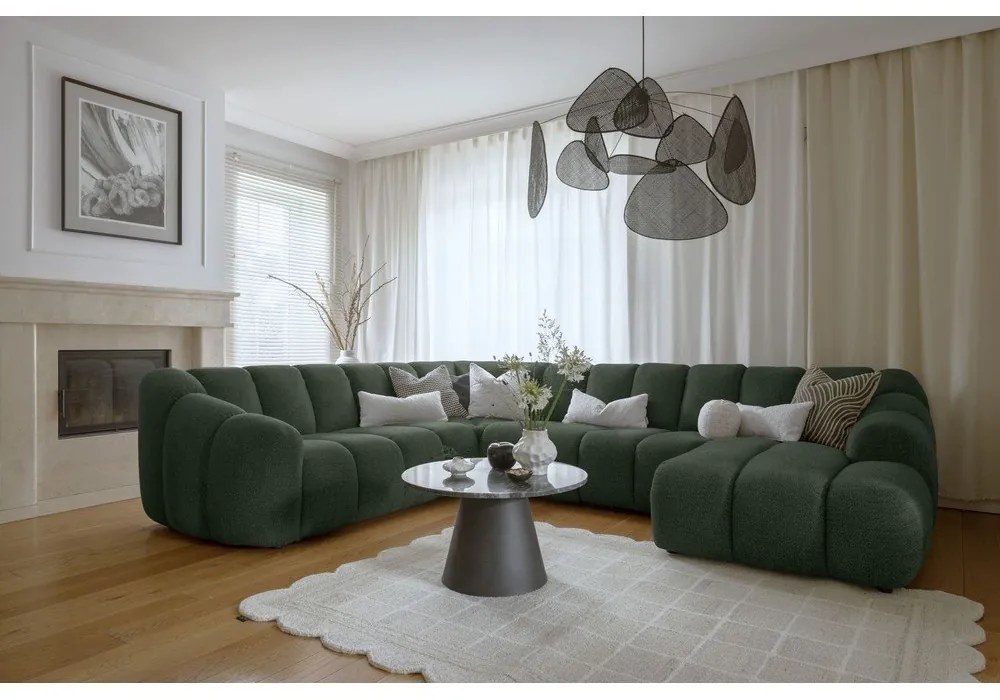 Sötétzöld sarokkanapé (bal oldali-U alakú) Shell – Miuform