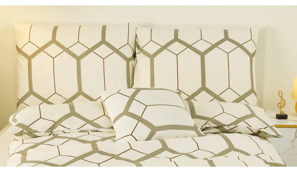 Krémszínű egyszemélyes hatrészes mikroszatén ágyneműhuzat 140x200 cm Carter – My House