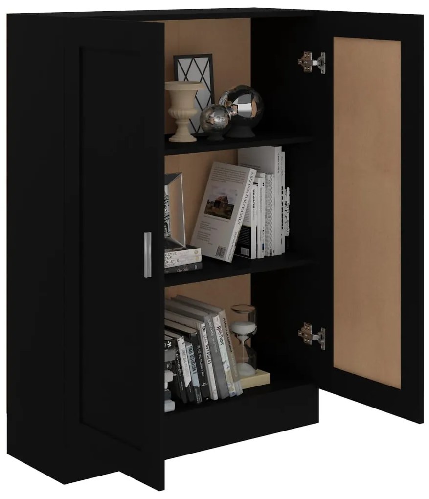 fekete szerelt fa könyvszekrény 82,5 x 30,5 x 115 cm
