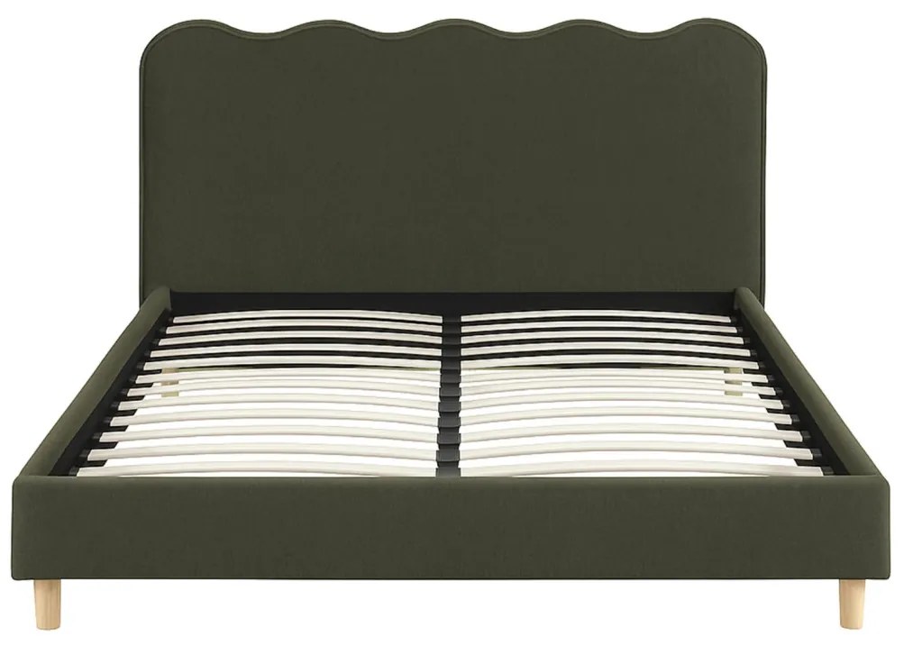 Kárpitozott Franciaágy Zöld Színben. 160x200 IZMIR