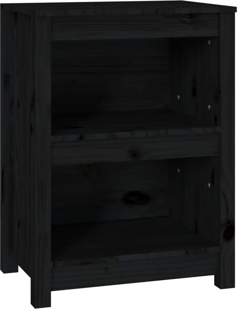 vidaXL fekete tömör fenyőfa könyvszekrény 50x35x68 cm