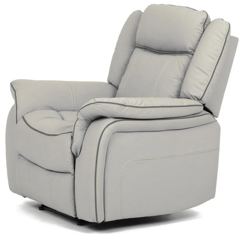 Fotoliu relax cu control electric, tapițerie din piele ecologică de culoarea trufei