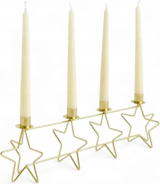 Kaemingk Fém csillag gyertyatartó 4 gyertyához arany 48x13x14 cm