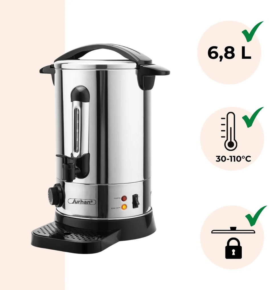 Jurhan COZY borfőző/tea, 6,8l, ezüst