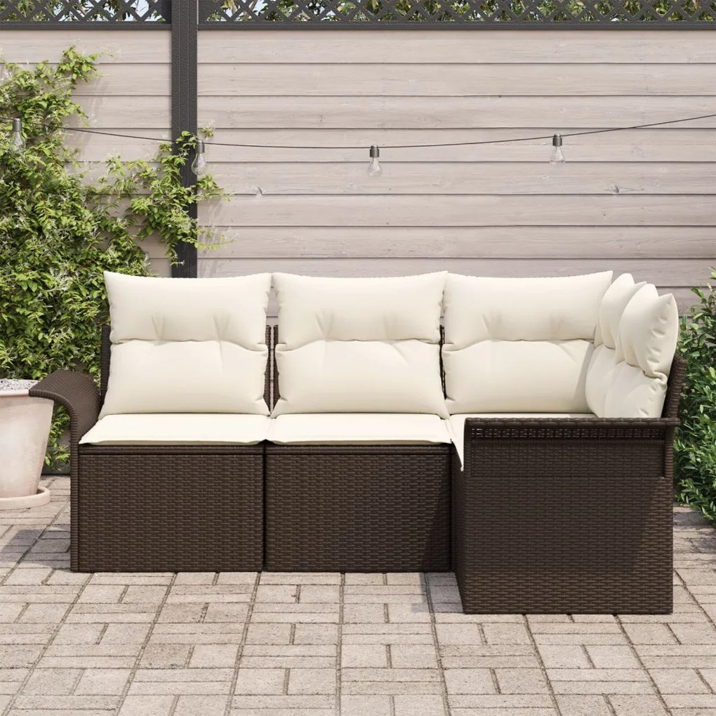 Kerti Kanapé Szett párnával tárolóval 4 pcs Barna Poli rattan