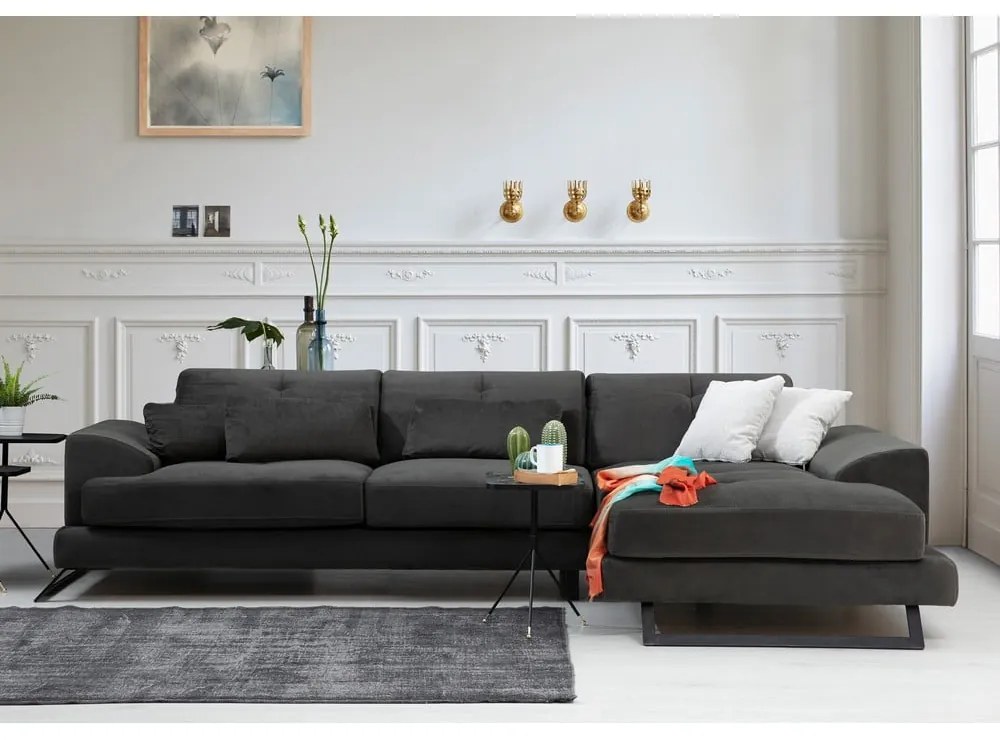 Sötétszürke sarokkanapé (jobb oldali) Frido – Balcab Home