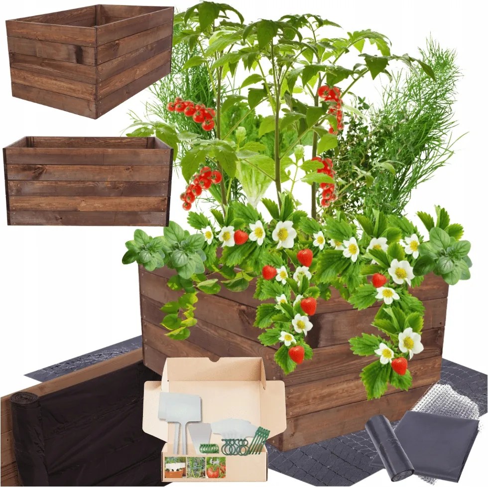 Ágyás magasított zöldséges láda virágtartó impregnáló 45x90x60