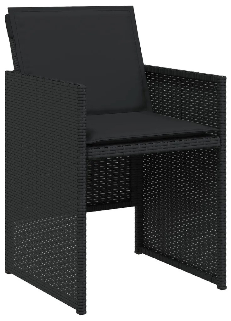 Kerti Étkezőszett 2 db Fekete Acél, Rattan 4-Fős Tartós