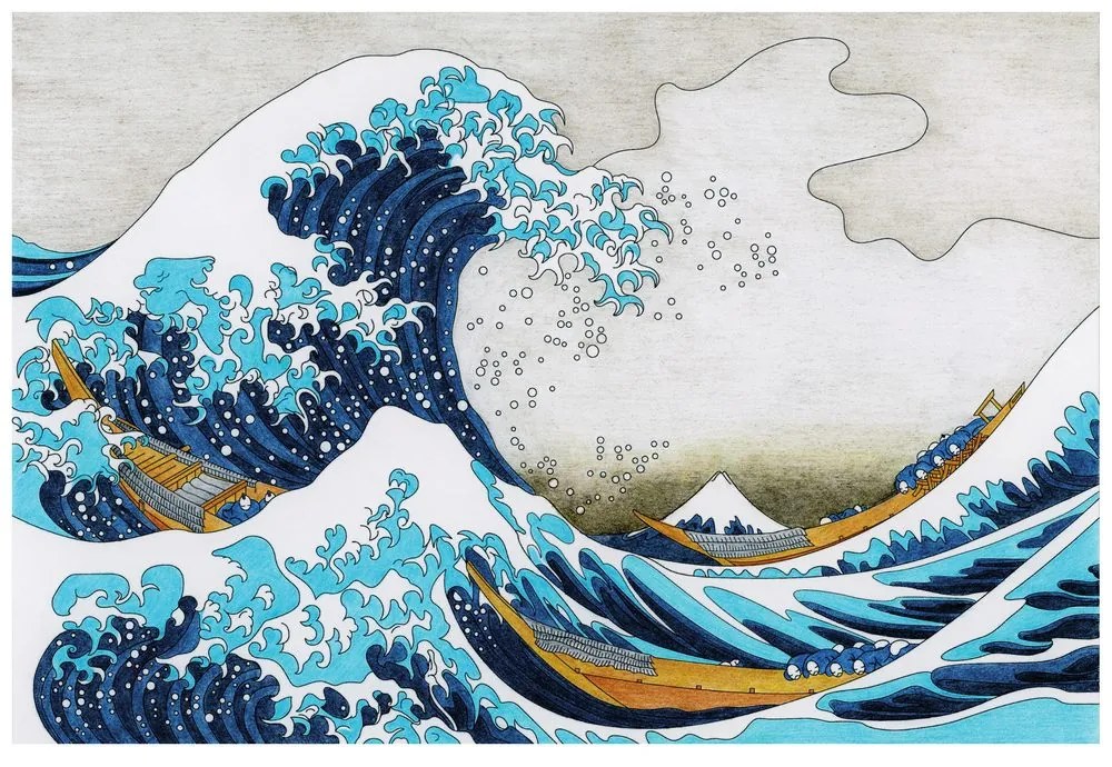 Tapéta reprodukció A nagy hullám Kanagawánál- Kacušika Hokusai