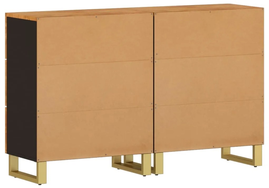 2 db barna-fekete tömör mangófa tálalószekrény 160x30x76 cm