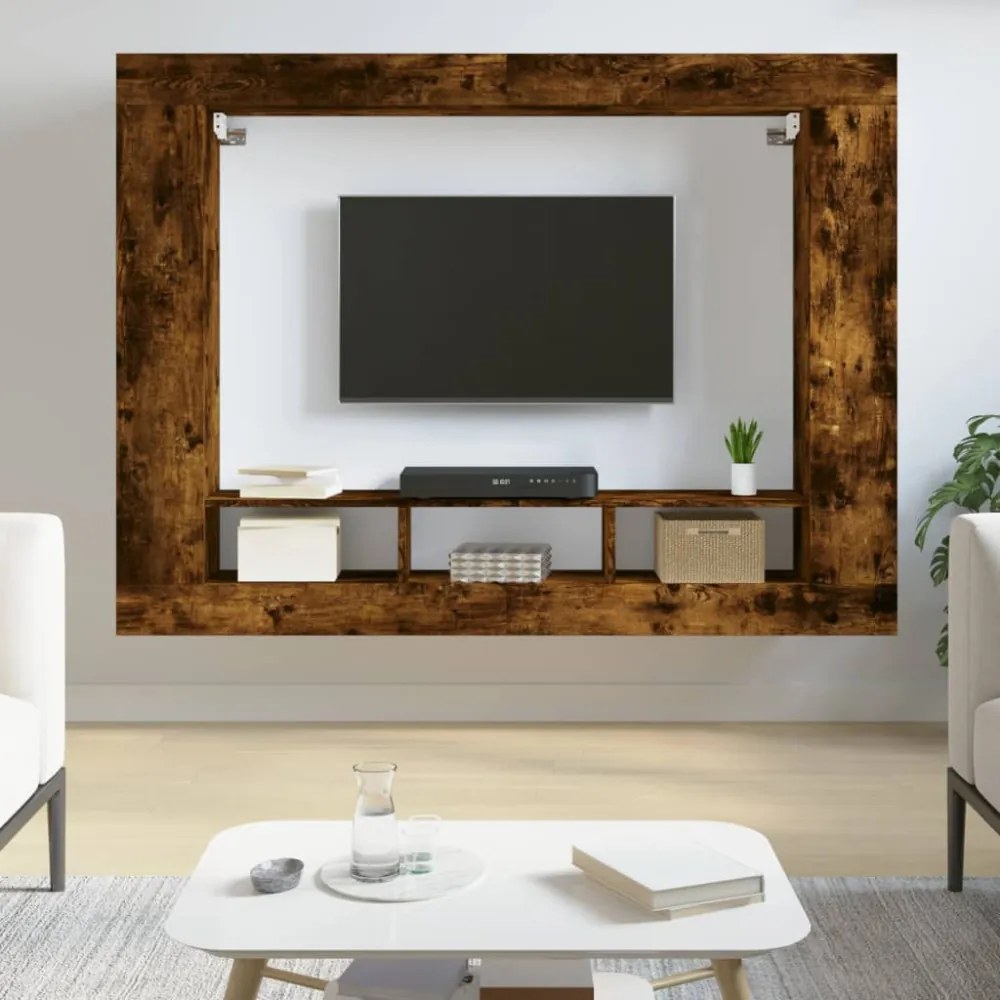 füstös tölgy színű szerelt fa TV-szekrény 152x22x113 cm