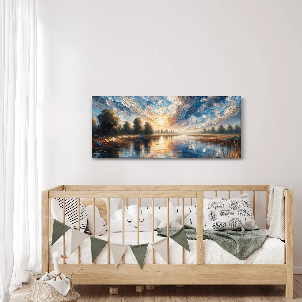 Kép - Napfestmény a víz felett (120x50 cm)