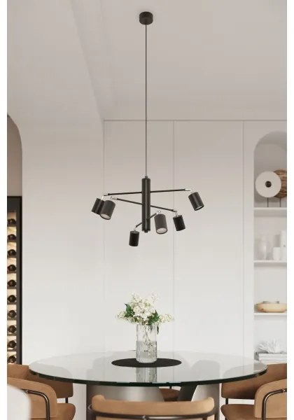 Sollux SL.1207 - Csillár zsinóron LEMMI 6xGU10/10W/230V fekete