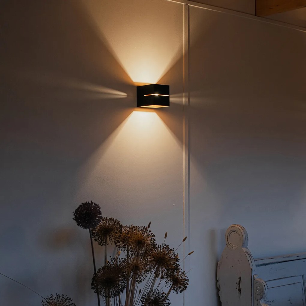 Modern fali lámpa fekete és arany 9,7 cm - Transfer Groove