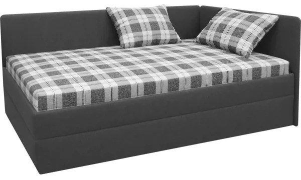 Kárpitozott heverő univerzálisan balra/jobbra szerelhető fejvéggel ARLY 110x200 cm antracit/fehér