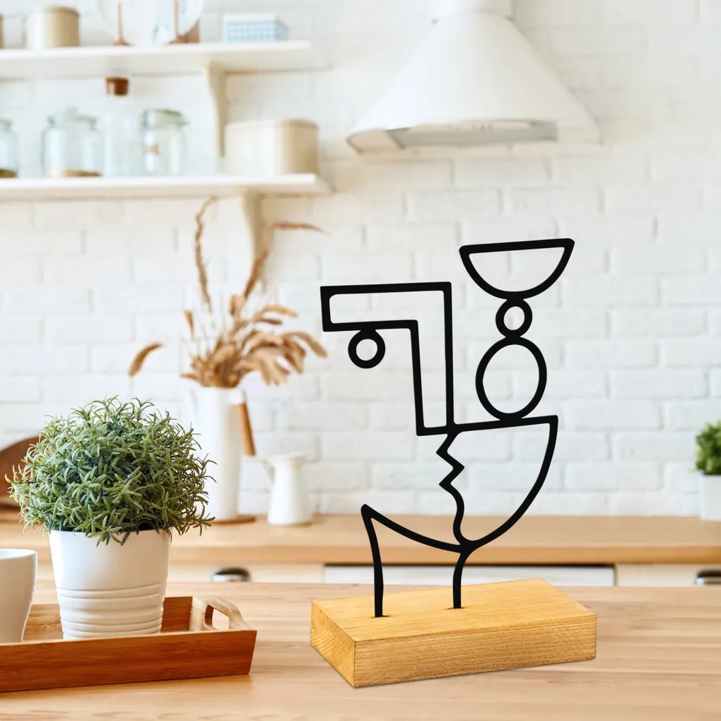 Cubik fém dísztárgy, fekete, 27×8 cm