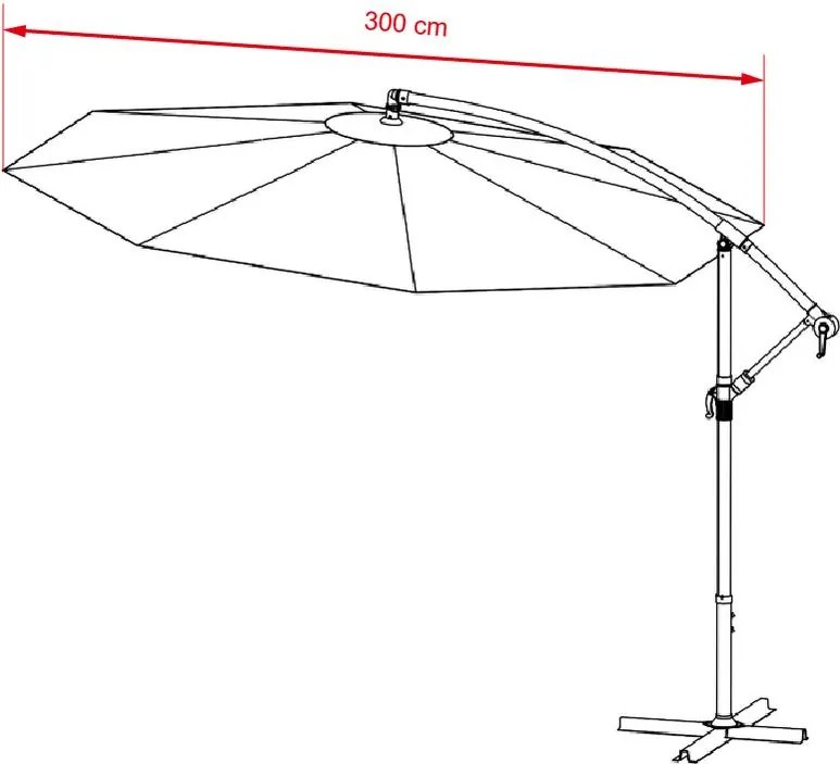 AVENBERG SUNNY LED 300 Nagy állítható napernyő, átmérő 3M, szürke