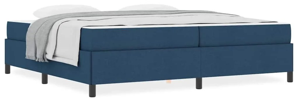Boxrugós ágy Kék és Fekete 200 x 200 cm Textil és mérnöki fa
