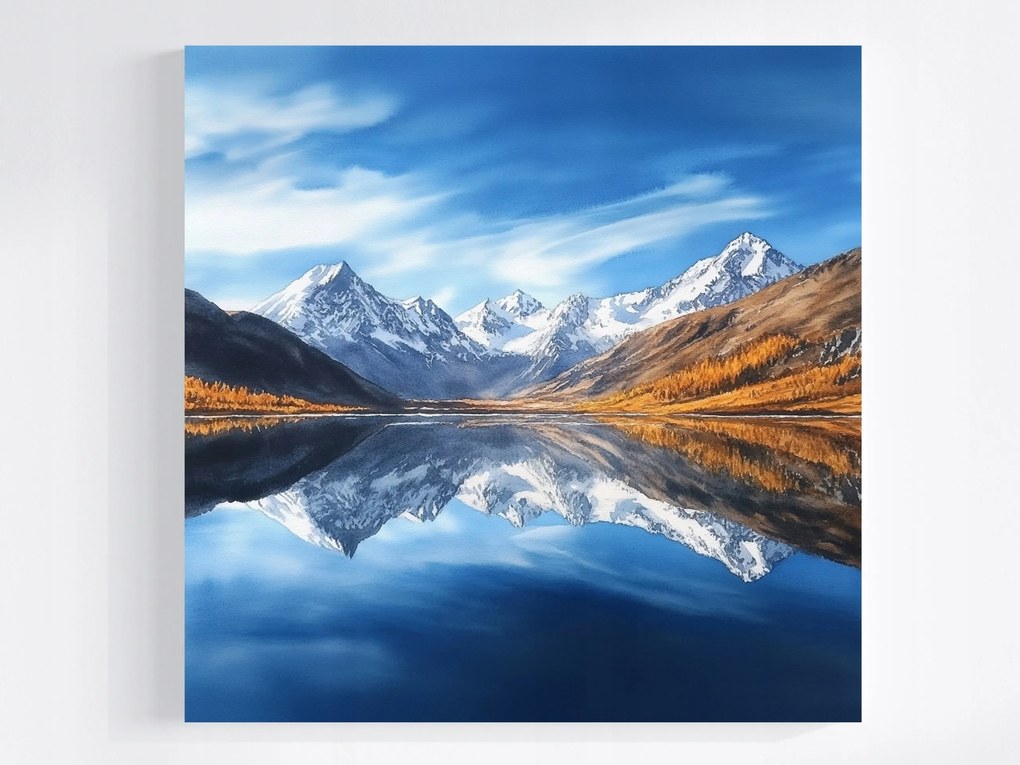 Vászonkép Canvas Tájkép Kilátás Hegyek Csúcsok Alpok Tó 80x80