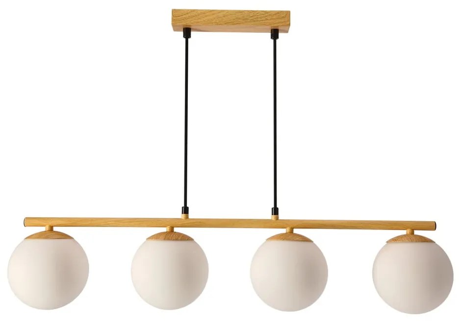 Fehér-natúr színű függőlámpa üveg búrával Carrine – Candellux Lighting
