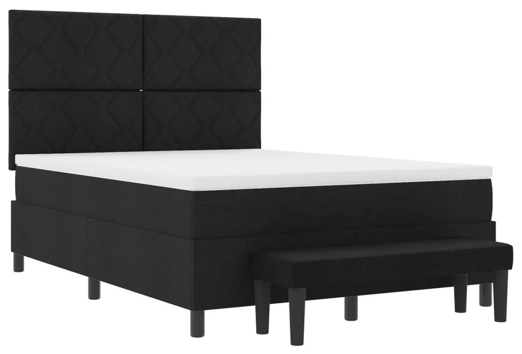 Boxspring ágy matraccal és padlóval Fekete 140x200 cm Szövet
