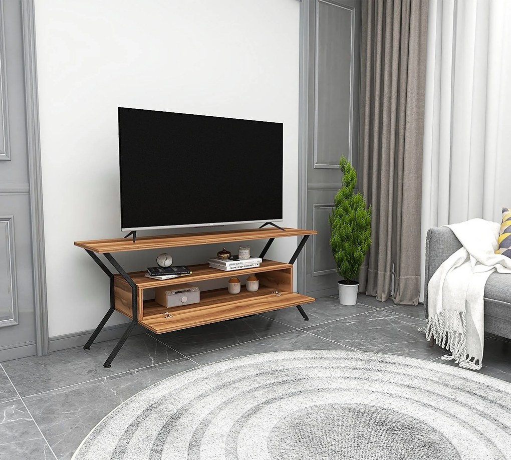 TV asztal/szekrény Tarza (dió + fekete). Akció -20%. 1072864