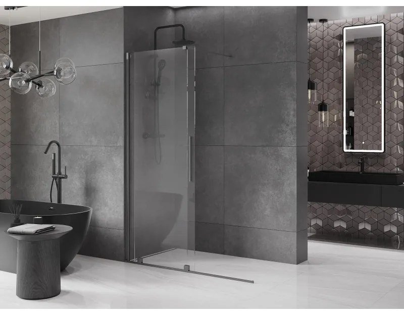 Mexen Velar, tolóajtó a nyílásba Walk-In típusú 150 cm, 8 mm átlátszó üveg, grafit matt, 871-150-000-03-66