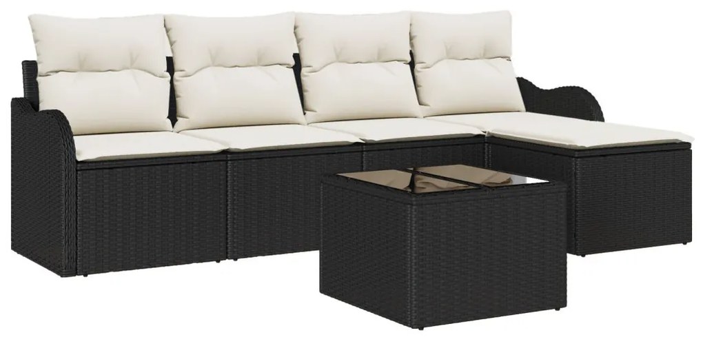 5 Darabos Kerti Kanapé Szett Párnákkal Barna Poly Rattan, 2 Személyes Kerti Kanapé Tárolóval és Párnákkal Fekete Poly Rattan