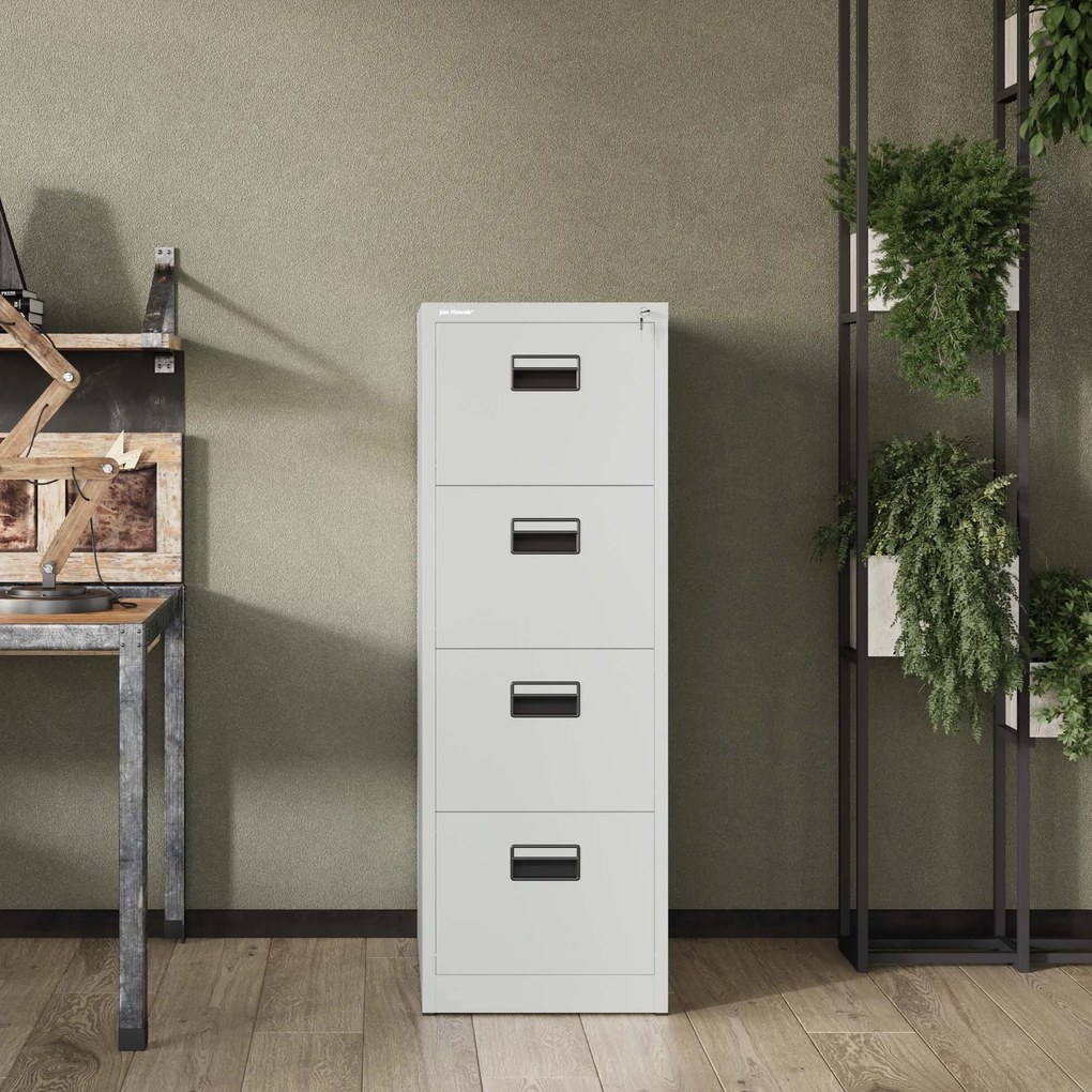 Fém iratszekrény 4 fiókkal, szürke, 460x1320x620 mm: SARA
