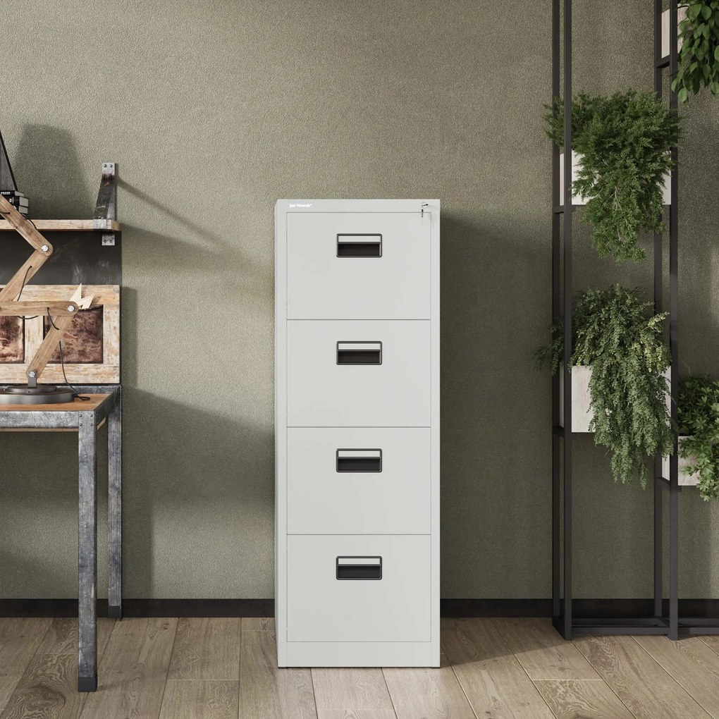 Fém irattartó szekrény, 4 fiókos SARA V4, 460 x 1320 x 620 mm, szürke