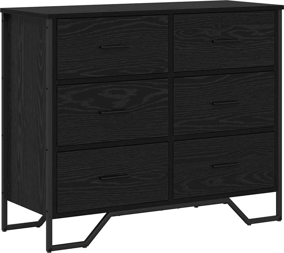 vidaXL Fiókos szekrény fiókkal 2 pcs Fekete tölgy 91 x 35,5 x 74,5 cm