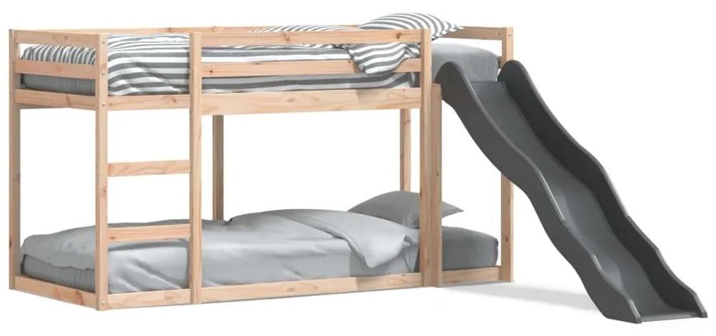 tömör fenyőfa emeletes ágy csúszdával és létrával 80 x 200 cm