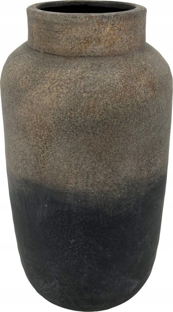 Tesa kerámia váza, 21,5x21,5x41 cm patinás rozsdafekete