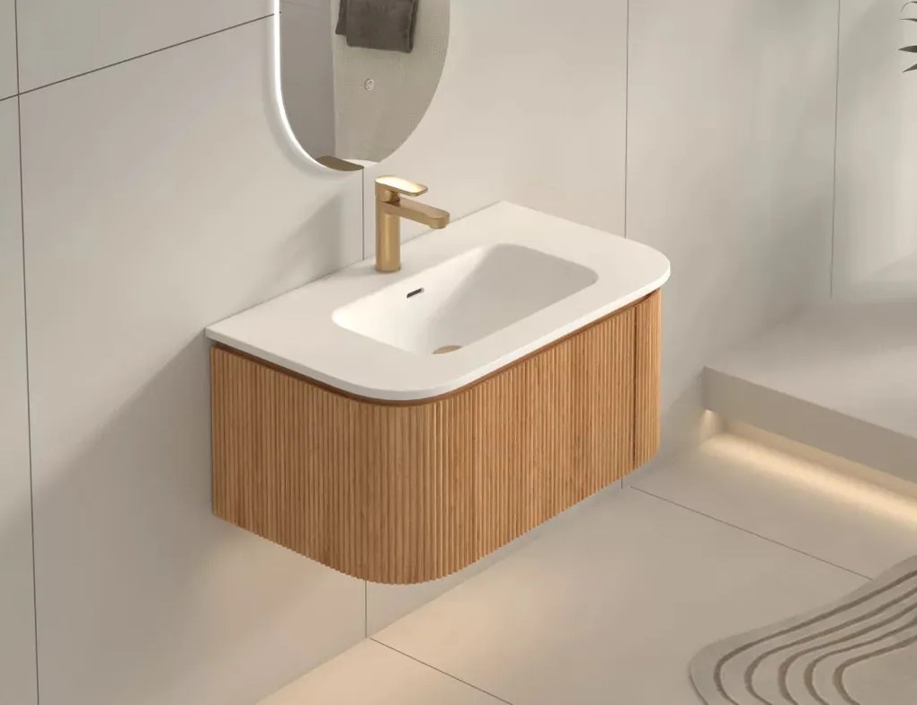 AREZZO design SIERRA 80 cm-es Fürdőszoba alsószekrény 1 fiók, 2 ajtó, tölgy
